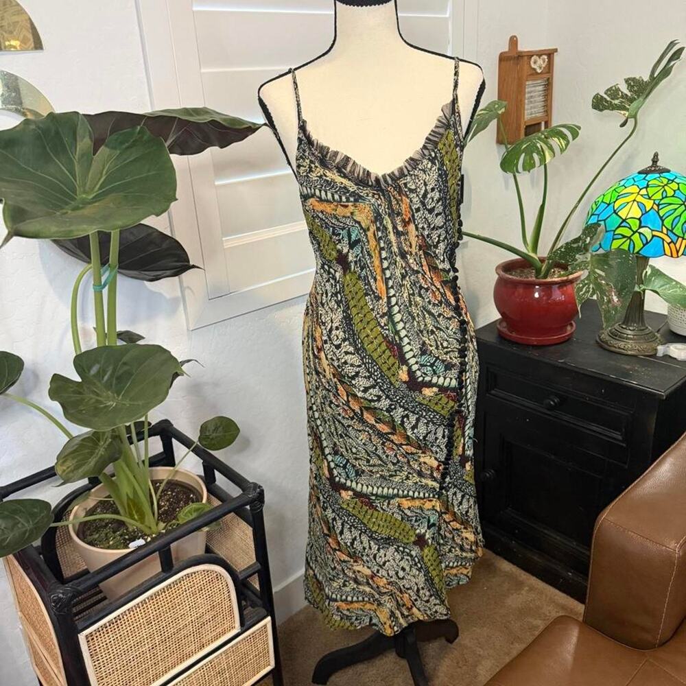 Vintage Y2K René Derhy Boho Paisley Sequin Midi Dress